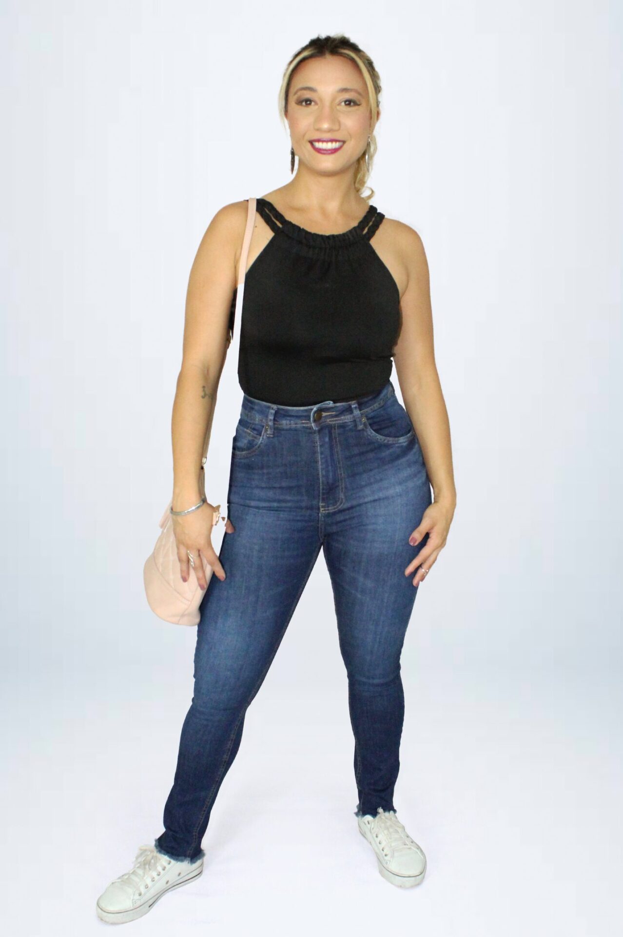 Calça Cigarrete High Waist Barra Desfiada-Lycra